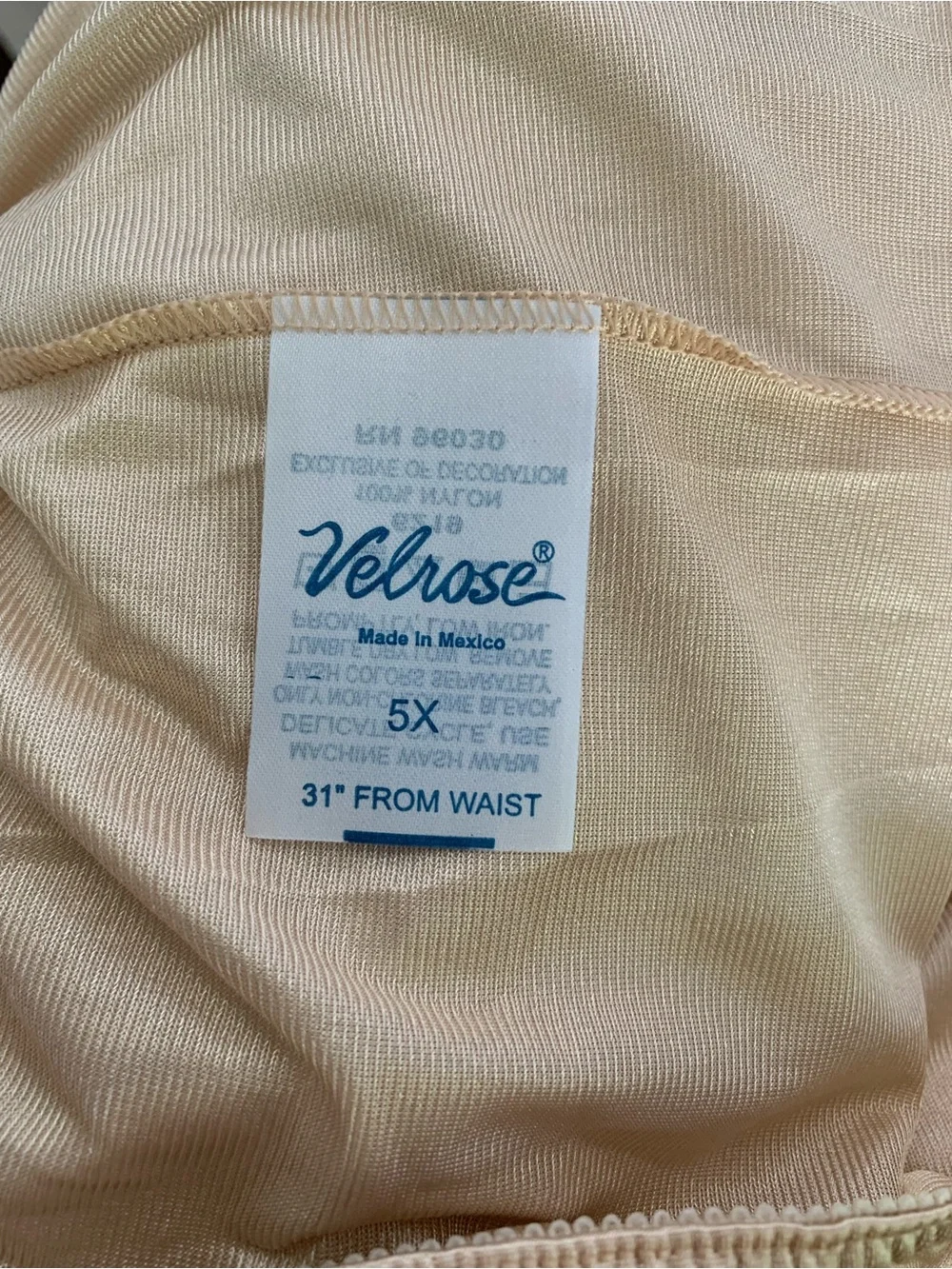 Vintage Velrose Size 5X Women’s Beige Slip Shorts with Adjustable Lace-Trim Hem